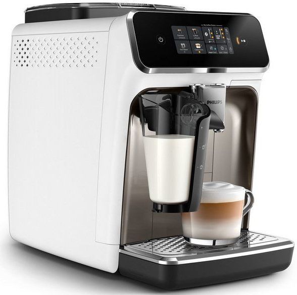 Philips Kaffeevollautomat EP2333/40 2300 Series, 4 Kaffeespezialitäten, mit LatteGo-Milchsystem, Weiß und Chrom