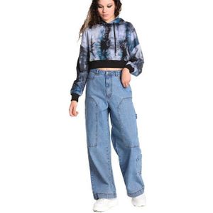 Hell Bunny Stoffhose Rider Blau Jeans Denim Baggy Oversized Cargo