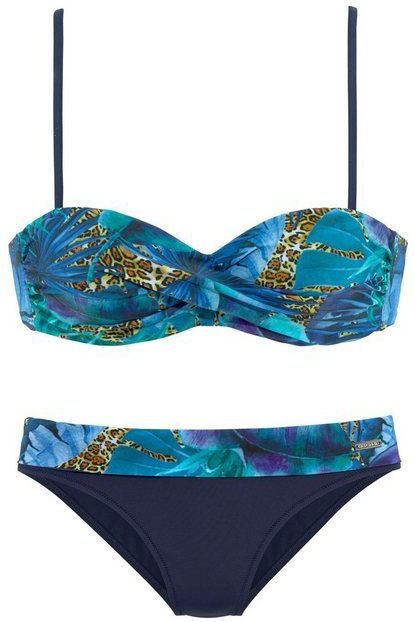 LASCANA Bügel-Bandeau-Bikini mit Dschungel-Optik