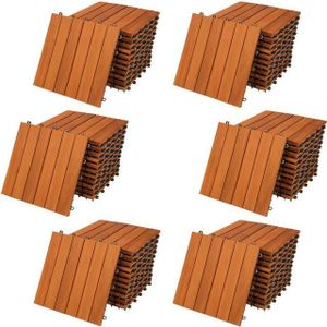 Casaria Holzfliesen 66x Akazie, Terrassenfliesen 1-6m² Balkon Garten Klicksystem Verschiedene Muster