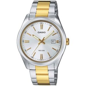CASIO TIMELESS COLLECTION Quarzuhr MTP-1302PSG-7AVEF, Armbanduhr, Herrenuhr, Damenuhr, Datum, Edelstahlarmband, Neo-Display