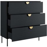 Leonique Kommode BELLOT Sideboard mit 3 Schubladen, Maße B/T/H: 100/40/107 cm, auf Metallfüßen, mit goldenen Metallgriffe