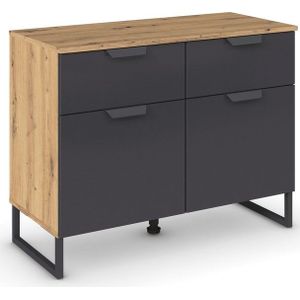 rauch Kombikommode Dark&Wood by Aditio, im Industrial Style mit Kufenfuß, 2 Schubladen mit Softclose-Funktion