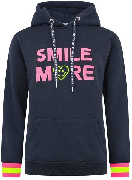 Zwillingsherz Hoodie "Smile More" miz fröhlicher Stickerei und Neonbündchen