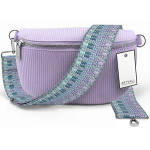 ARTVALL Umhängetasche Cord Handtasche Brusttasche Schultertasche Lila, Bauchtasche Cord weich mit Schultergurt abnehmbar Hüfttasche Klein