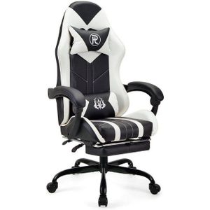 LuxusKollektion Gaming-Stuhl Gaming Stuhl Bürostuhl Weiß Leder Ergonomisch Rennstuhl mit Fußstütze