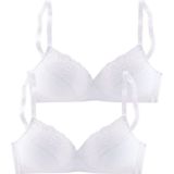 petite fleur Soft-BH (Packung, 2 Stück) ohne Bügel, mit hübscher Baumwollstickerei