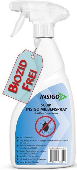 INSIGO Insektenspray Anti Milben-Spray Milben-Mittel Ungezieferspray, 1-St., biozidfreie Formel, auf Wasserbasis, geruchsarm, brennt / ätzt nicht
