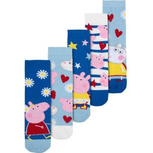 United Labels® Socken Peppa Wutz Socken für Mädchen Sneaker Söckchen Blau (5er Pack)