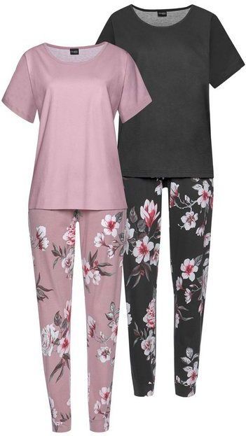 Vivance Dreams Pyjama (4 tlg., 2 Stück) mit Blumendruck