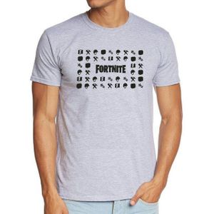 Fortnite Print-Shirt Fortnite T-Shirt hellgrau meliert Erwachsene + Jugendliche Epic Icons Gr. XS S M - Größe 140 152 164 176 182