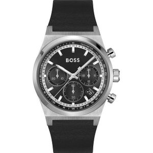 BOSS Chronograph CANDOR CHRONO 1514218, Quarzuhr, Armbanduhr, Herrenuhr, Lederarmband, analog, Tag