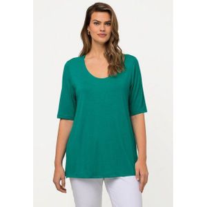 Ulla Popken T-Shirt T-Shirt vorne doppellagig V-Ausschnitt Halbarm