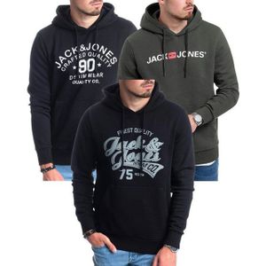 Jack & Jones Kapuzensweatshirt modische Hoodies mit Logoprint (Spar-Set, 3er Pack) Unifarbene Pullover mit flauschigem Innenfutter