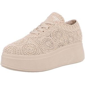 Ital-Design Komfortable Sneaker für alle Anlässe – Trendige Schnürschuhe Sneaker (89319124) Keilabsatz/Wedge Sneakers Low in Beige