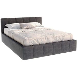 FDM Polsterbett TOPSELLER Stauraumbett MADE IN EU - aus hochwertigem Velours (verfügbar 90x200 120x200 140x200 160x200 180x200cm, Bettrahmen, Bett, Optional mit Matratze bestellbar, mit großen gepolsterten Kopfteil, mit Bettkasten zum aufklappen), Metallrahmen mit Lattenrost, hydraulische Klappfunktion für Stauraum