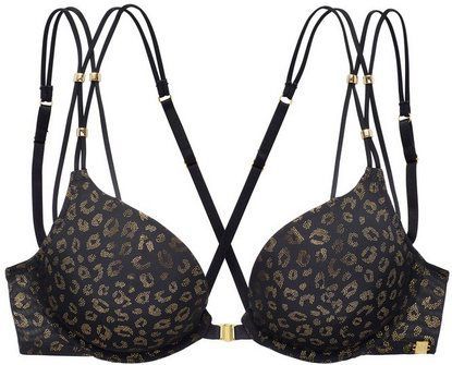 JETTE Push-up-BH mit sexy Bänder-Optik und praktischem Vorderverschluss, sexy Dessous
