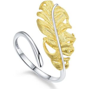 Runde Perlé Silberring Leichte Feder, zarter größenverstellbarer Ring, handgefertigter offener Ring, 925er Silber, 18K Gold