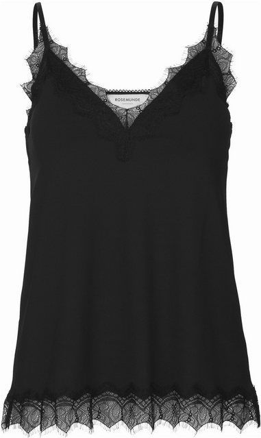 rosemunde Unterhemd Billie Strap Top wunderschöner Vintage-Spitzenbesatz an Ausschnitt und Saum