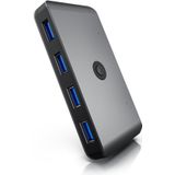 Primewire USB-Adapter USB Typ A zu 2x USB Typ A Stecker, 4x USB Typ A Buchse, USB 3.2 Gen1 KVM Switch Umschalter 5 Gbit/s inkl. 2x USB Kabel