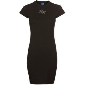 HUGO Blue Jerseykleid Nalix_B mit Logoschriftzug Staß Glitzer