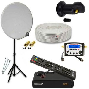 PremiumX Camping Sat Anlage 45cm Antenne LNB Kabel Stativ Receiver SatFinder SAT-Antenne