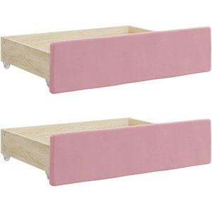 vidaXL Bettschubkasten Bettschubladen 2 Stk. Rosa Holzwerkstoff und Samt