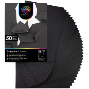 OfficeTree Transparentpapier OfficeTree 50 Blatt Bastelpapier schwarz - Bastelset Kinder - Tonpapie, Tonpapier A3 130g/m² zum Basteln und Gestalten