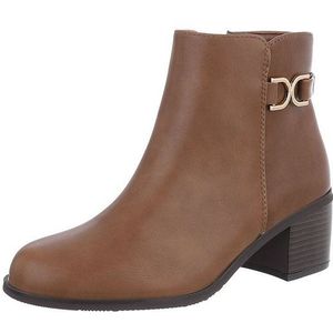 Ital-Design Damen Elegant Stiefelette (87118270) Blockabsatz Klassische Stiefeletten in Braun