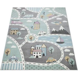 Paco Home Kinderteppich Capri 318, rechteckig, Höhe: 9 mm, Straßen-Spiel-Teppich, Kinderzimmer