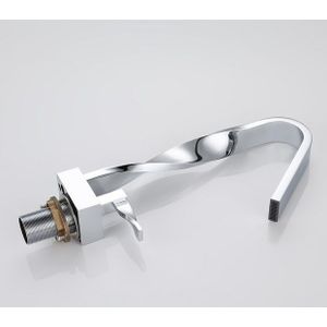 HOMELODY Badarmatur Moderne Wasserfall-Waschtischarmatur aus verchromtem Messing (1-St)