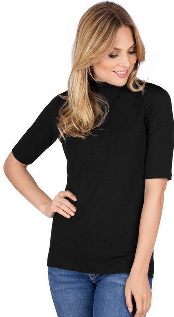 Trigema T-Shirt TRIGEMA T-Shirt mit elastischem Stehkragen (1-tlg)