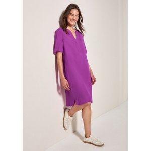 CECIL Sommerkleid Splitneck, mit Leinen