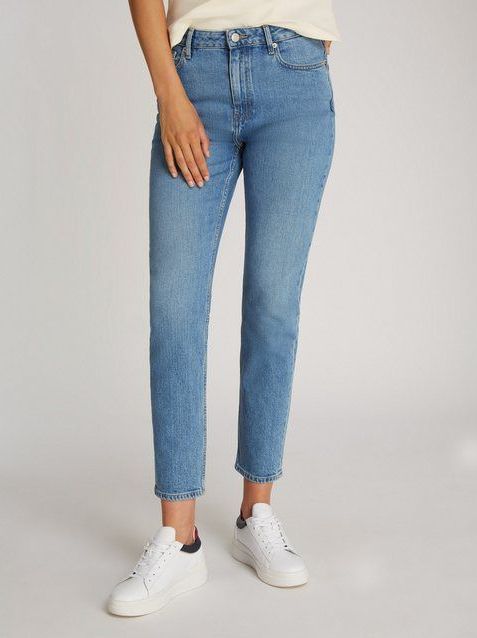 Tommy Hilfiger Slim-fit-Jeans Slim Cigarette High Waist mit Logo-Badge, in blauer Waschung