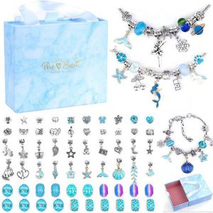 RWEUOQ Schmuckset Bettelarmband, Charm Armband Making Kit für Mädchen (Armbänder Selber Machen Schmuck Bastelset für Kinder, 64-tlg., mit 3 Versilberte Kette und Geschenkbox), Charm Kit Kinder, Schmuckbastelset für ab 6 7 8 9 10 11 12 Jahre