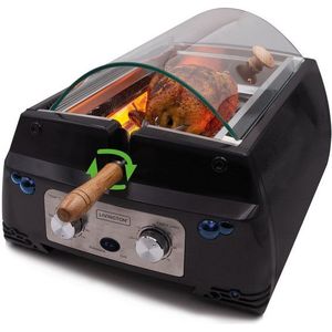 LIVINGTON Tischgrill Rotisserie Chef, 1780 W, 2in1 Dreh- & Plattengrill