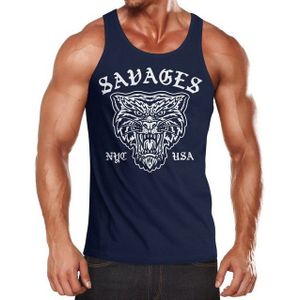 Neverless Tanktop Herren Tank-Top Tiger Vintage Print Muskelshirt Muscle Shirt mit Print