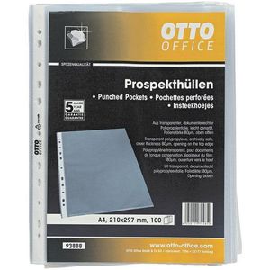 Otto Office Premium Prospekthülle Premium, 100 Stück, genarbt, Format A4 mit Multilochung, oben offen