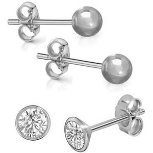 Firetti Ohrstecker-Set Multipack Schmuck Geschenk Silber 925 Ohrschmuck Kugelohrstecker (Set, 4-tlg), Made in Germany - mit Zirkonia (synth)