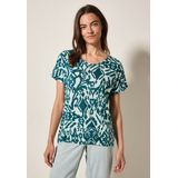 CECIL Print-Shirt mit abgerundetem V-Ausschnitt