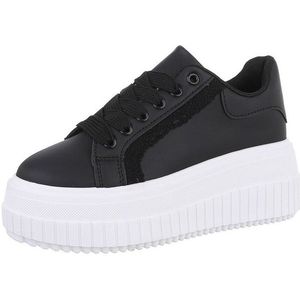 Ital-Design Damen Low-Top Freizeit Sneaker (88460296) Keilabsatz/Wedge Sneakers Low in Schwarz