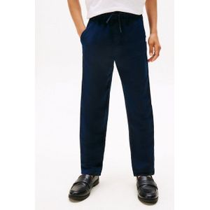 Tommy Hilfiger Webhose LINEN VISCOSE PANT mit Kordelzug, Logostickerei