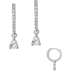 Firetti Paar Creolen Schmuck Geschenk Silber 925 Glitzercreolen Solitär, Made in Germany - mit Zirkonia (synth)