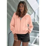 LASCANA Kapuzensweatjacke mit kupferfarbenen Reißverschluss und Logostickerei, Loungewear
