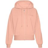 LASCANA Kapuzensweatjacke mit kupferfarbenen Reißverschluss und Logostickerei, Loungewear