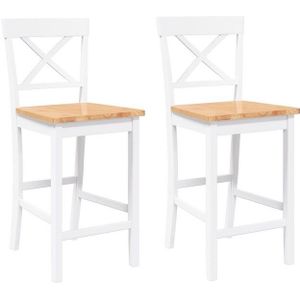vidaXL Barhocker Barhocker 2 Stk. Weiß Massivholz Gummibaum (2 St)