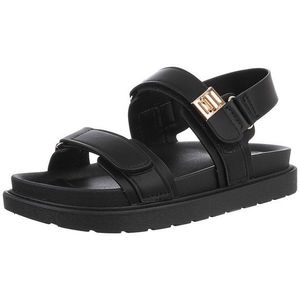 Ital-Design Bequeme Sandalen für den Sommer - Perfekte Alltagsschuhe Riemchensandalette (89322765) Flach Plateausandaletten in Schwarz