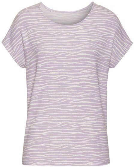LASCANA Kurzarmshirt mit modischem Zebra-Muster aus weichem Viskose-Strick