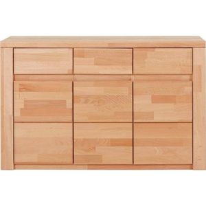 Home affaire Sideboard Burano,127cm breit, Fronten Massivholz,3 Türen,3 Schubladen,6 Fächer, Holz massiv,Holzwerkstoff,Griffmulden,Böden variabel einsetzbar