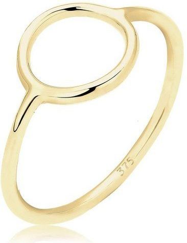 Elli Premium Fingerring Geo Trend Look Kreis Statement 375 Gelbgold